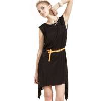 OLOMO女装优雅不规则下摆连衣裙112462429000(黑色/F)