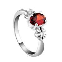 易燃火山925纯银天然石榴石戒指SR0244G
