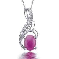 易燃火山925纯银天然红宝石项链SP0600R