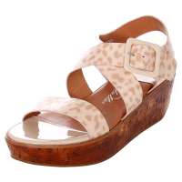 维杜拉Vedullar欧美豹纹牛漆皮坡跟牛筋底防水台露趾凉鞋米白W121101(36)