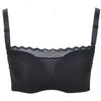红豆居家防走光文胸调整型聚拢蕾丝女士内衣抹胸黑色(B75)2B404