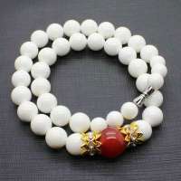 晶心依恋 3A级天然砗磲项链10mm 红玛瑙14mM搭配 特价