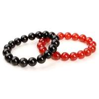 晶心依恋 3A级天然黑曜石 红玛瑙手链套装10MM