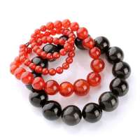 晶心依恋 3A级天然红玛瑙项链黑玛瑙手链首饰套装14MM