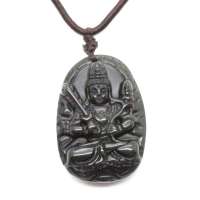 晶心依恋 3A级天然生肖牛虎守护神 虚空藏菩萨 天然黑曜石吊坠