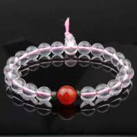 晶心依恋 3A级天然水晶三宝手链 粉晶 红玛瑙