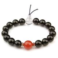 晶心依恋 3A级天然水晶三宝手链 黑玛瑙 红玛瑙 黑红经典