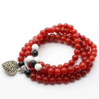 晶心依恋 3A天然红玛瑙108颗手链6mm 可爱心