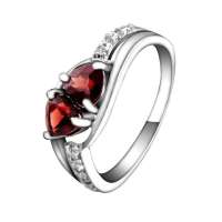 易燃火山925银天然石榴石戒指SR0088G