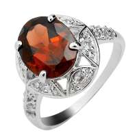 易燃火山925银天然石榴石戒指SR0199G