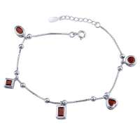 易燃火山925银天然石榴石手链SB0076G