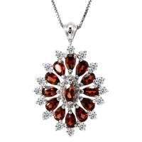 易燃火山925银天然石榴石项链SP0379G
