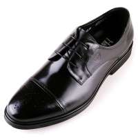 牧马人经典之作头层牛皮手工镂空花纹三接头男士正装皮鞋11581-2黑色40