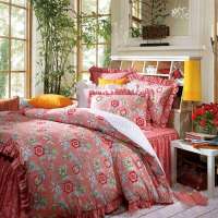 富安娜浪漫花期斜纹四件套1.8米