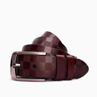 丹马仕(D.M.S)2012新款时尚潮流男士花格针扣腰带棕色DY032-01