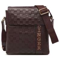 binger宾格格调系列头层摔纹牛皮单肩包100561棕