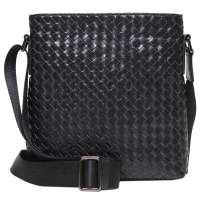 binger宾格高档真皮时尚手工编织单肩包斜挎包120061黑