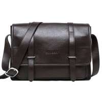 binger宾格高档真皮单肩包斜跨包邮差包100311棕