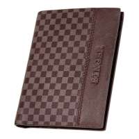 binger宾格棋格系列竖款男士钱包钱夹300102啡