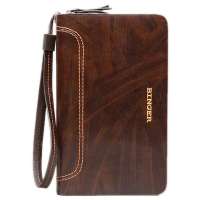 binger宾格高档男士真皮长款钱包商务时尚手包420061深啡