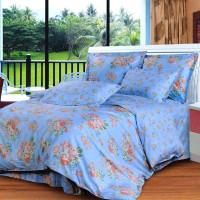 红富士家纺 典雅双人四件套 春的气息兰灰