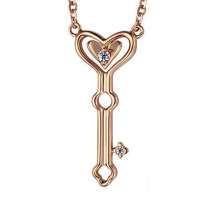 潮宏基正品 心蝶系列 心扉 18K玫瑰金钻石坠链