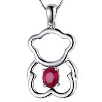潮宏基正品 萌动系列 乐乐熊 白18K金红宝石吊坠