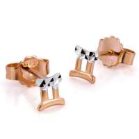 潮宏基正品 十二星座 双子座 彩18K金耳钉