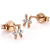 潮宏基正品 十二星座 双鱼座 彩18K金耳钉