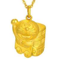 潮宏基正品 哆啦A梦 伦敦印象系列-巴士 黄金/足金吊坠