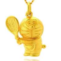 潮宏基正品 哆啦A梦 伦敦印象系列-网球 黄金/足金吊坠