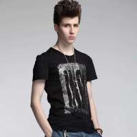 Moonbasa梦芭莎 ING2ING男装欧美风大字母烫银短袖T恤082012231(黑色/M)