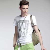 Moonbasa梦芭莎 ING2ING男装欧美风大字母烫银短袖T恤082012231(白色/XXL)