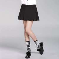 Moonbasa梦芭莎 ING2ING女装青春学院派工字褶短裙103912206(黑色/25)
