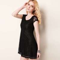 Moonbasa梦芭莎 气质感高腰蕾丝连衣裙(送腰带)037112272(黑色/L)