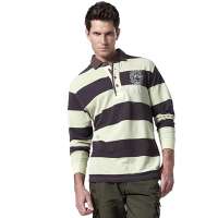 addnice德意志山峰男式纯棉户外条纹休闲长袖T恤QL105221(浅青兰/XXXXL)