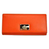 珂诺尼KONOONE时尚橙荔枝纹头层牛皮女士长款钱包KOQ20514