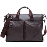 binger宾格剪裁系头层水染牛皮公文包190195棕