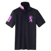 佐丹奴男装全新荧光狮王修身POLO01012480(46荧光紫/经典黑色/大码)