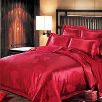 艾维家纺婚庆提花四件套一生有你*大红1.8米