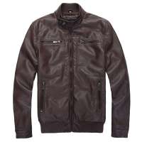 MR.ZERO零号男 纯色PU面料加棉立领男士皮衣 BAC0003 1005 咖啡色(XXL)