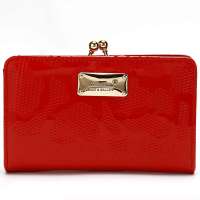 万里马wanlima珠扣女士精致真皮手包钱包22460798315桔红