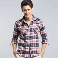 L.L.Sibling加州休闲衬衣141228(牛仔蓝红格/XL)