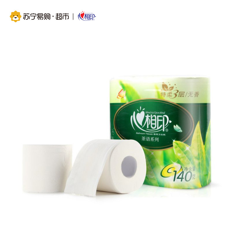 [苏宁易购超市]心相印 卷纸 茶语系列特柔3层140g卷筒纸*4粒
