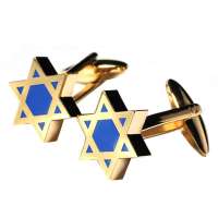 禾场尚腾 LTG系列 安提阿G款大卫之星袖扣(金镀蓝）