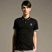 gxg1978 男士时尚别致polo领短袖T恤#12624368 黑色(L)