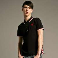 gxg1978 男士个性polo领短袖T恤#12624375 黑色(L)