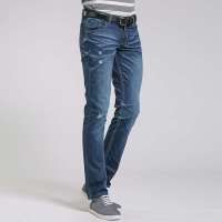 GXG 男士潮人水洗个性休闲牛仔长裤#12105175 蓝色(M)