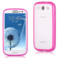 摩米士(MOMAX) 三星Galaxy S3 I9300软硬双色保护壳 实玫红边+透明白底