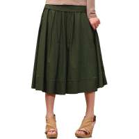 茵曼 褶皱纯棉半身裙821112100军绿色L